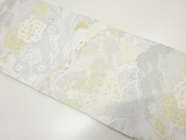 JAPANESE KIMONO / FUKURO OBI / WOVEN CRANE & SCENERY IN TANG